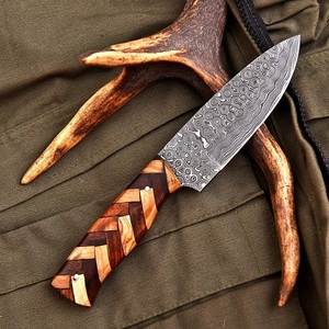มีดล่าสัตว์ TARJ ENTERPRISES OEM Damascus ใบมีดคงที่ ด้ามไม้เกรดอุตสาหกรรม ขนาด 8 นิ้ว ทำจากเหล็กกล้าไร้สนิม สำหรับกิจกรรมกลางแจ้งและตั้งแคมป์ - Product Image 2