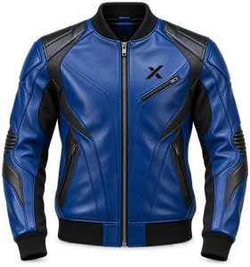 Blouson de moto en cuir style bomber |   Noir Bleu Orange Teal |   Fabricant OEM ODM |   Qualité de conception haut de gamme |   Vêtements de course | - Product Image 1