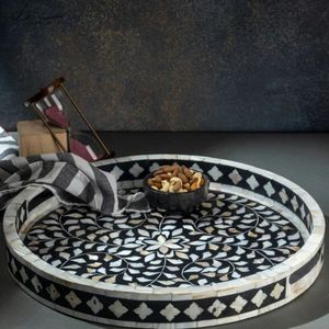 Plateau de service en os incrusté sur mesure, dernier design, plateau en os incrusté d'Inde, meilleure couleur et taille personnalisée en provenance d'Inde - Product Image 3