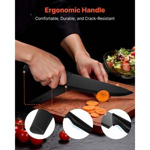 Juego de Cuchillos de Cocina de Acero Inoxidable Alemán de Alto Contenido de Carbono de 15 Piezas con Mango Ergonómico de PP, Bloque de Madera y Afilador para Cocineros Caseros - Product Image 5
