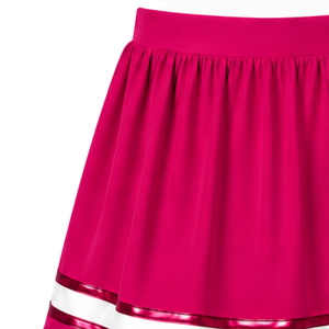 Jupe de cheerleading rose vif plissée, uniforme sportif avec bordure rayée, tenue de performance d'équipe, vêtements de sport personnalisés - Product Image 3