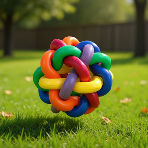 Juguete de Pelota Anudada Multicolor de 7 cm para Mascotas, Perros, para Masticar y Jugar - Product Image 3