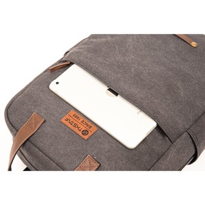 Gray Laptop <b>Backpack</b> GRS Cotton GRS PU Leather Fashion <b>Computer</b> Handbag with Leather LOGO - Product Image 5