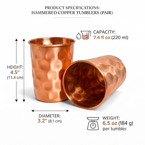 Hammered <b>Copper</b> Water Glass Set Pure <b>Copper</b> Drinking Tumblers Handmade Ayurvedic Cups Kitchen Dining Wholesale Supplier Exporter - Product Image 5