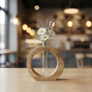Moderno Florero y Soporte Redondo de Bambú Rústico para Mesa, Material Natural, Adorno para Escritorio del Hogar - Product Image 5