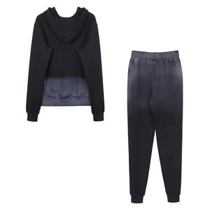Conjunto Deportivo para Hombre, Negro, Holgado, con Capucha, 100% Algodón, Sudadera de Manga Larga Informal, Pantalones Deportivos con Cordón y Bolsillos, para Verano - Product Image 2
