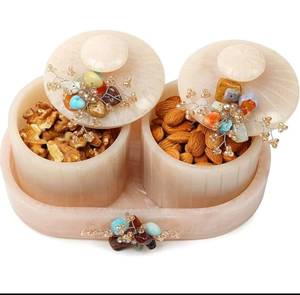 Handcrafted Vintage Epoxy Resin <b>Storage</b> Jar Set Cover Tray Black Gold Lidded Dry Fruit <b>Containers</b> Kitchen <b>Stackable</b> Freshness - Product Image 5