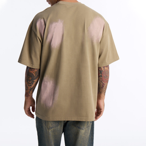 Custom Logo Men's Oversized Tie-Dye Short Sleeve O-Neck <b>Paint</b> Stroke T-Shirt Casual Cotton Jersey Solid Pattern Top - Product Image 2