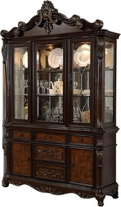 Armoire de rangement classique de luxe en bois de mahogany massif avec finition naturelle foncée pour chambre à coucher et salon - Product Image 3