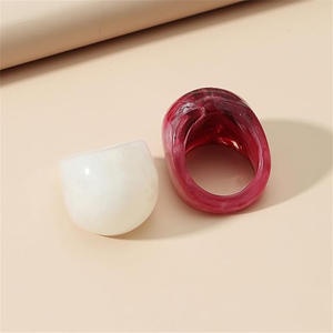 Anillo de Resina Irregular Pulido Artístico, Anillo Hueco de Mármol Morado, Joyería de Moda Unisex - Product Image 5