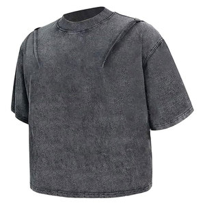 Camisetas Cortas para Hombre, Manga Corta, Cuello Redondo, Hombros Caídos, Algodón Lavado, Estilo Urbano, Deportivo, Casual, Verano - Product Image 1