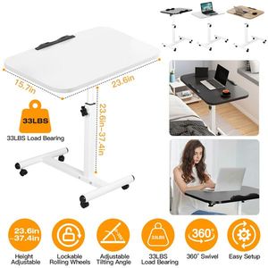 Scrivania Mobile Regolabile in Altezza con Ruote, Tavolo Portatile Inclinabile a 90 Gradi per Letto e Comodino, Carrello per Laptop - Product Image 2