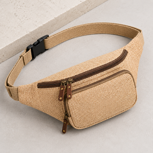 Sac banane sportif et tendance en toile de jute aspect chanvre, durable, écologique, réglable, multi-poches, multi-capacités - Product Image 6
