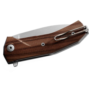 Couteaux pliants à manche en bois brun foncé avec lame en acier à pointe tombante, clip de poche en métal et poignée ergonomique pour une utilisation quotidienne - Product Image 4