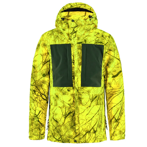 Veste de chasse pour homme en softshell marron à imprimé léopard respirante à capuche avec poches pour une utilisation en plein air en hiver - Product Image 1