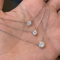 SMON05 Collar con Colgante de Moissanita Redonda de Plata de Ley 925, Color D, VVS, Cadena Ajustable, 1ct 2ct 3ct 4ct, Joyería Fina