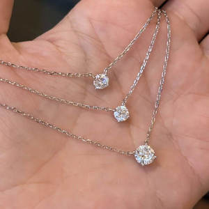 SMON05 Collana con Pendente in Argento Sterling 925 con Moissanite Rotonda Colore <span class=keywords><strong>D</strong></span> VVS, Catena Regolabile 1ct 2ct 3ct 4ct, Gioielli Raffinati - Product Image 1