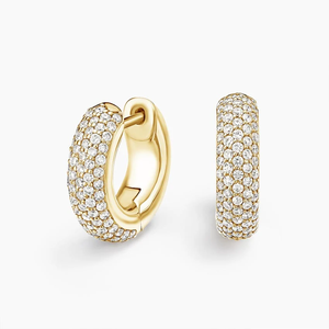 Pendientes de Aro de Oro Amarillo con Diamantes para Mujer, Corte Brillante Redondo, Color G, Lujosos para Uso Diario - Product Image 1