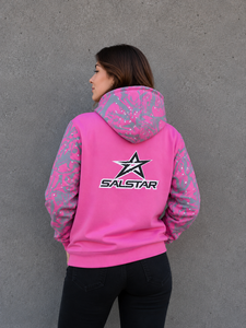 SALSTAR Sweat-shirt rose à capuche pour femme, manches longues, imprimé, à sequins, avec fermeture éclair et poche avant, tenue décontractée d'automne - Product Image 2