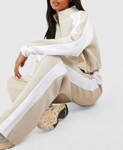 Conjunto de Sudadera con Capucha Holgada y Top Corto de Forro Polar 100% Algodón para Mujer, Tallas Grandes, con Logotipo Personalizado y Bordado Sólido, para Invierno - Product Image 3