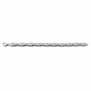 925 Sterling Silver Geometric Link <b>Anklet</b> with Cubic Zirconia High Polish Modern Chain Style Fine Jewelry for Women Daily Wear P - Product Image 5