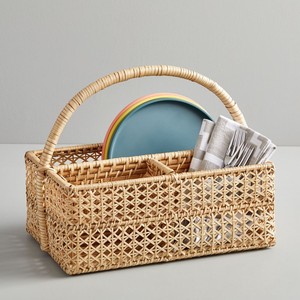 <b>Open</b> weave design cutlery basket premium rattan flatware caddy organizer utensil holder baskets - Product Image 1