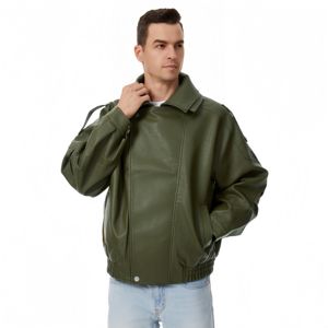 Ropa de Otoño para Hombre, Chaqueta de Cuero de Moda, Talla Grande, Chaqueta Casual de Manga Larga con Cuello Alto, Chaqueta de Piloto - Product Image 2