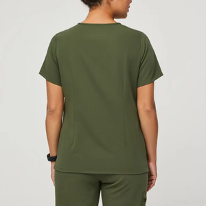 High Quality Women Operating Room <b>Scrubs</b> Uniform Solid Color Frosted Cream Two-Piece <b>Scrubs</b> Uniform Beauty Salon Nursing <b>Scrubs</b> - Product Image 2
