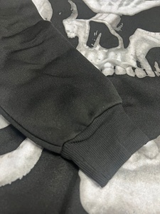 Black Wash Sun Faded Hoodies Cropped Distressed Embroidered Patches Hoodie Blank Custom Distressed Hoodies FOR <b>MEN</b> - Product Image 4