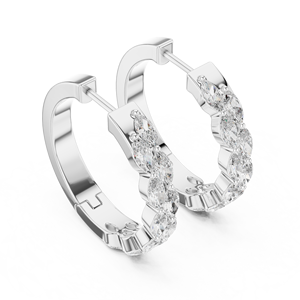 UNIQUE HOOP <b>EARRINGS</b> <b>SET</b> 18KT WHITE <b>GOLD</b> LAB GROWN 1.6CT MARQUISE DIAMONDS IGI CERTIFIED RHODIUM PLATED for EVERYDAY WEAR EVENTS - Product Image 1