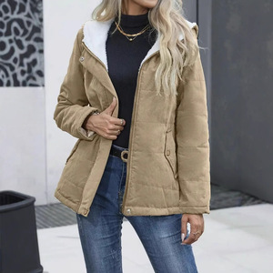 Nouvelle arrivée, manteau d'hiver pour femmes, en coton, à capuche, épais, doublé de fourrure sherpa, matelassé, zippé, parka décontractée, plusieurs couleurs - Product Image 5
