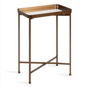 Mesa de Centro Moderna de Metal con Tapa de Vidrio Espejado, Muebles Contemporáneos para Sala de Estar - Product Image 1