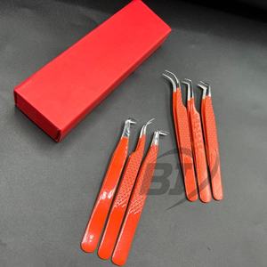 Pince à épiler professionnelle en acier inoxydable orange pour extensions de cils, prise en main robuste, pointe personnalisable, logo privé - Product Image 4