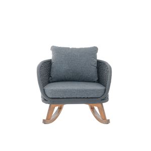 Silla Mecedora de Mimbre Gris Minimalista Contemporánea de 29.5 Pulgadas con Cojines Suaves de Poliéster y Estructura de Madera Resistente para Espacios Interiores - Product Image 6