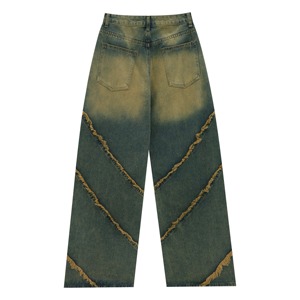 Pantalon en jean taille haute à jambes larges, style streetwear, tissu en coton, pour l'automne, pour homme - Product Image 5