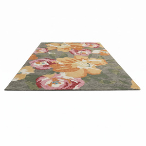 Tapis en laine gris multicolore à motif géométrique, antidérapant, écologique, tufté à la main, contemporain, motif botanique, pour - Product Image 2