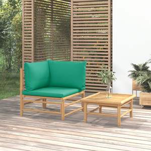 Conjunto de Muebles de Jardín Modulares Medianos de Bambú Verde y Poliéster - Product Image 1