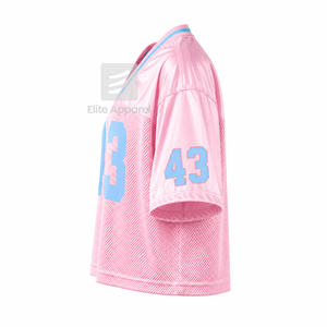 Camiseta personalizada de la hermandad Gamma Phi Delta con cuello en V, color sólido, manga corta, azul cielo y rosa, estilo casual para mujer, de malla de poliéster. - Product Image 4