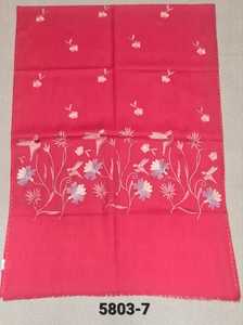 100% <b>Wool</b> Women's Long <b>Scarf</b> with Floral Pattern and Fine Embroidery Quick Dry & Lightweight - Product Image 3