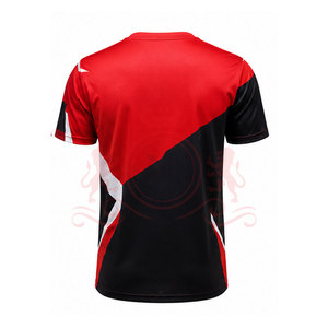 Camiseta de Fútbol para Hombre, Color Rojo, Negro y Blanco, Cuello Redondo, Manga Corta, Poliéster que Absorbe la Humedad, Ajuste Atlético, para Todas las Temporadas - Product Image 4