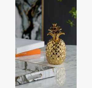 Gold Plated Modern Pineapple Sculpture Handmade Aluminium for Glam Tabletop Display for Home <b>Decoration</b> Bar Mitzvah - Product Image 2