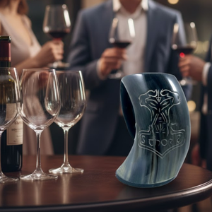 Mug médiéval en cuivre de forme optimale avec design de corne à boire, écologique, style européen, pour café ou bière, par Replicartz - Product Image 2