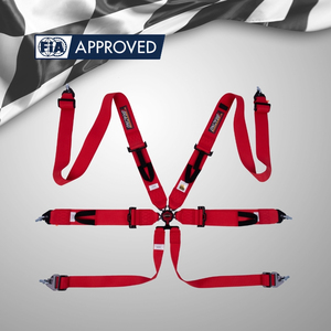FIA Approved Racing Seat <b>Belt</b> OEM Supplier <b>Red</b> 6 Point Harness Steel Hardware for Professional Competition Car Safety - Product Image 1