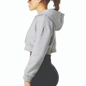 Quick Dry Women's Comfortable <b>Crop</b> <b>Top</b> Hoodie Custom Label Sweatshirt Plain Blank Design High Quailty - Product Image 1