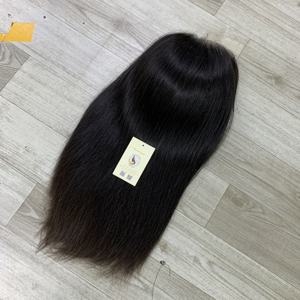 Perruques suisses en cheveux humains vietnamiens bruts, noirs naturels, avec closure HD 5x5 de haute qualité, lisses, en dentelle - Product Image 4