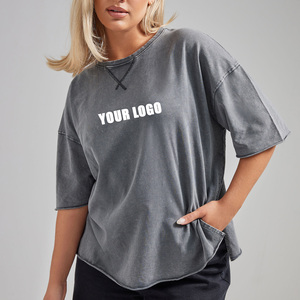 Nouvelle Arrivée 2026 – T-shirt Femme Oversize Col Rond Manches Courtes Couleur Unie Coton Lavé Coupe Ample Respirant Usage Quotidien - Product Image 1