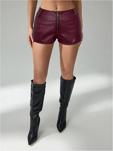Shorts de Cuero Sintético para Mujer, Estilo Ciclista, Cintura Alta, PU, Diseño Moderno, Fabricante OEM ODM - Product Image 2