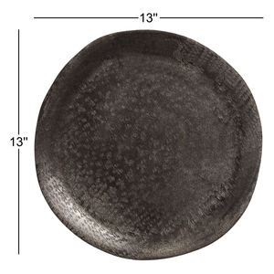 Assiette de présentation ronde martelée en acier inoxydable, finition métallique polie, qualité supérieure, pour mariage et cuisine, couleur argent - Product Image 4