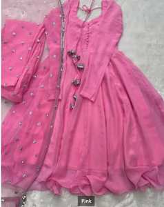 Blue Rayon Salwar Kameez Women Traditional <b>Ankle</b>-Length Loose Fit Wedding Wear India Pakistan Style - Product Image 3