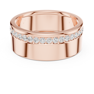Rose Gold Lab Grown Diamond Channel <b>Set</b> Wide Band <b>Ring</b> for <b>Men</b> Wedding Anniversary Fine Jewelry - Product Image 1